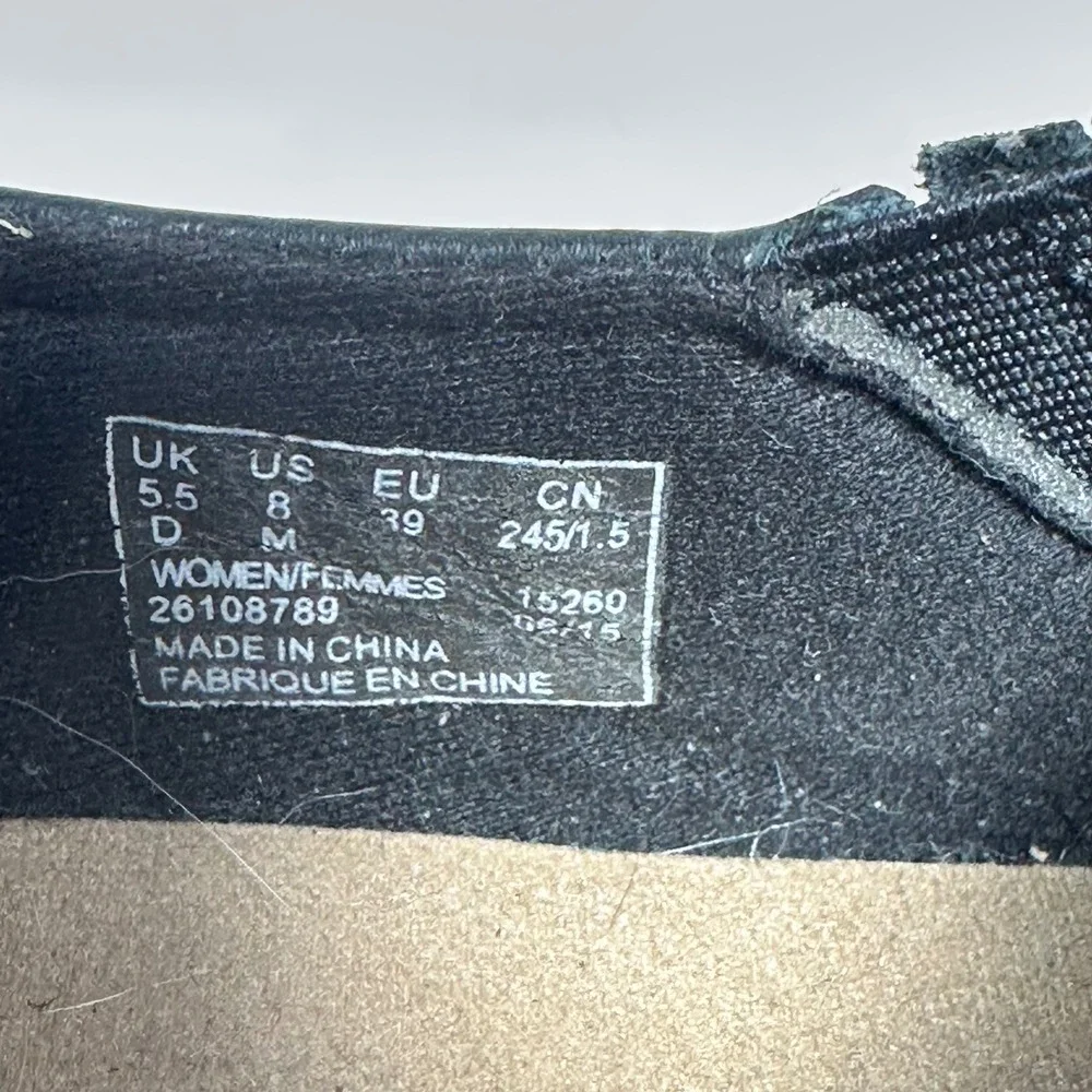 Clarks Collection Black Leather Wedge Loafers Side Zip Shoes Womens Size 8 M
